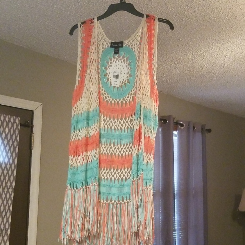 Crochet long vest NWT